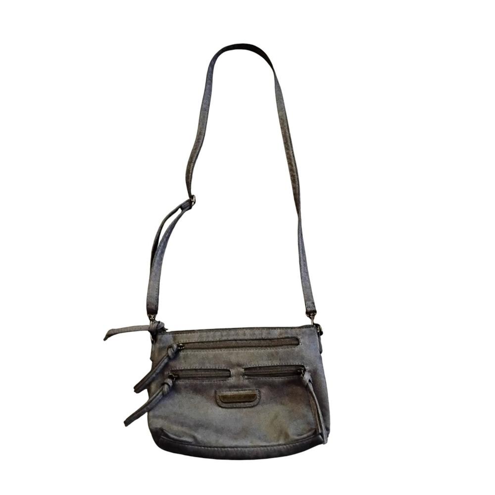 Stone Mountain USA Gray Embossed Paisley Crossbody Bag Faux Leather Purse